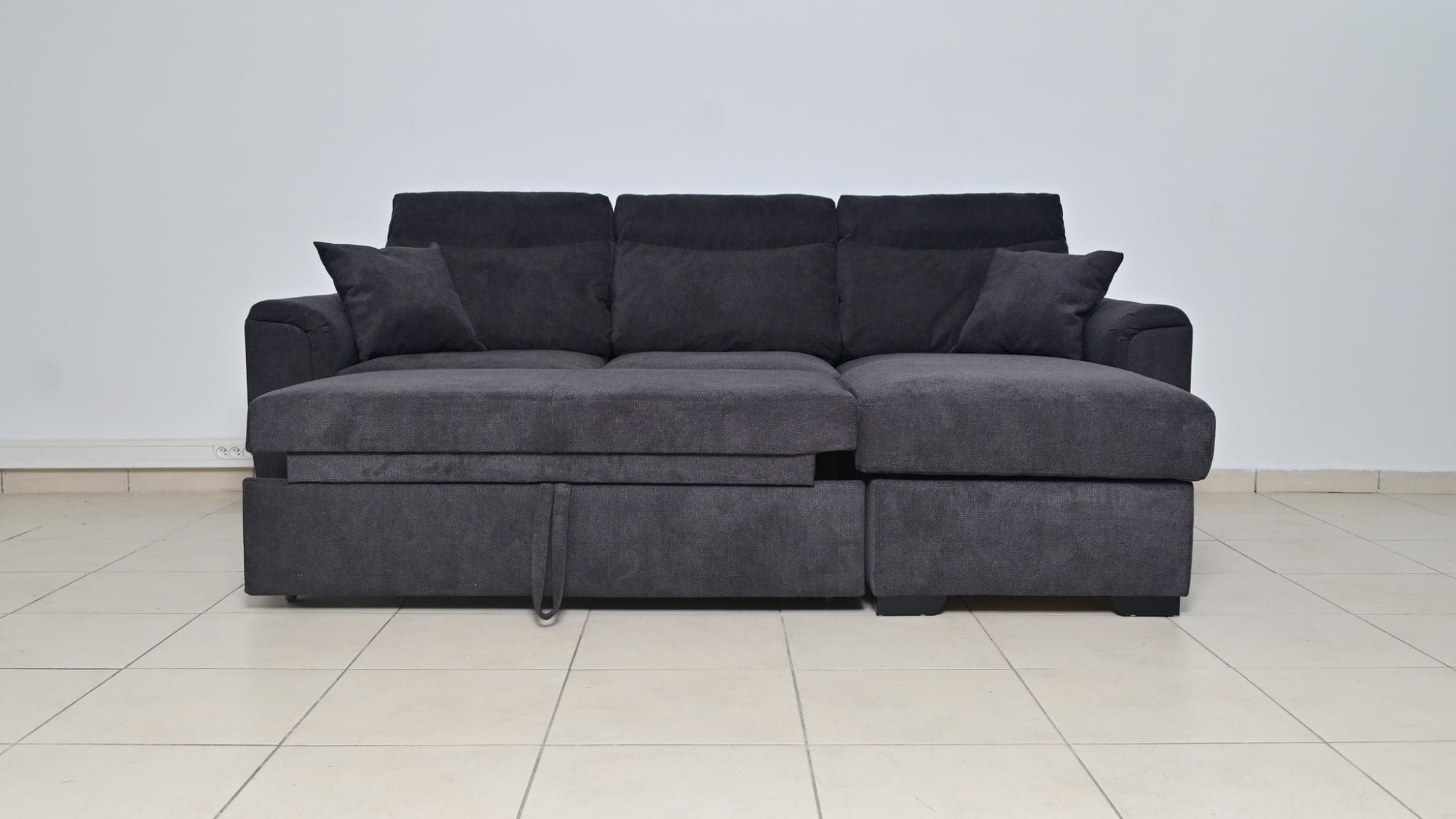 Canapé Convertible Angle Gris Anthracite - Détail du tissu