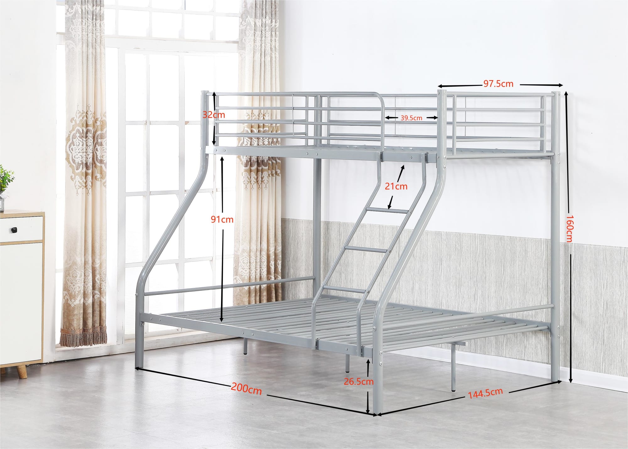 Dimensions détaillées du Lit Superposé BOB BLANC