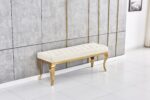 BANQUETTE BAROQUE CAPITONNE GOLD VELOURS MOKA 140x45x50cm