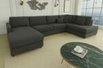 CANAPE BRISTOL EN U COTELE GRIS 400x230x94cm