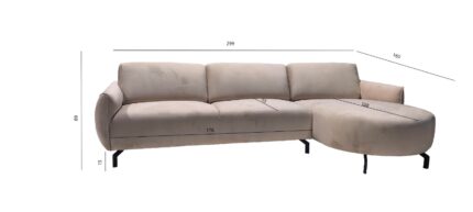 CARLTON CANAPE ANGLE GAUCHE TISSUS CHENILLE BEIGE 299x160cm