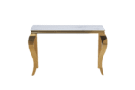 CONSOLE BAROQUE GOLD VERRE MARBRE BLANC 120X40X78