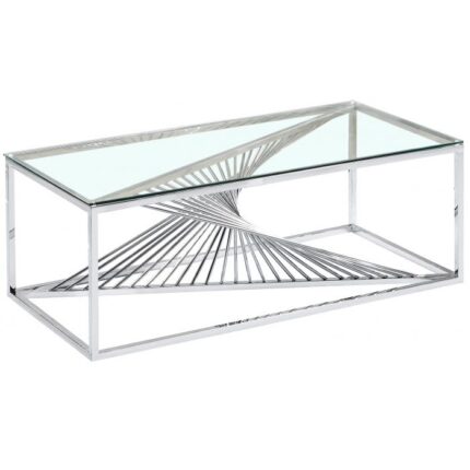 TABLE BASSE BRITANNY CHROME TRANSPARENT 120x60x45 cm