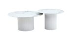 TABLE BASSE GIGOGNE MINA PIED BLANC PLATEAU CERAMIQUE MARBRE BLANC (BLB) 60x45cm + 80x38cm