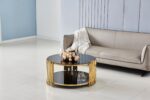 TABLE BASSE STICK GOLD MARBRE NOIR 90 x 45 CM