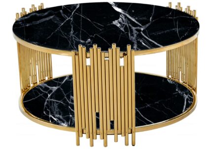 TABLE BASSE STICK GOLD MARBRE NOIR 90 x 45 CM
