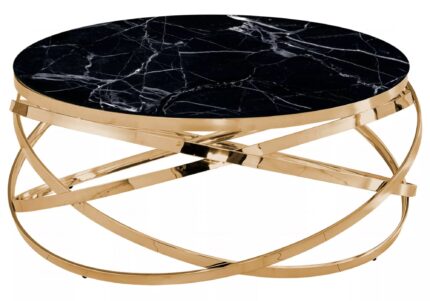 TABLE BASSE EVOL GOLD MARBRE NOIR 100CM