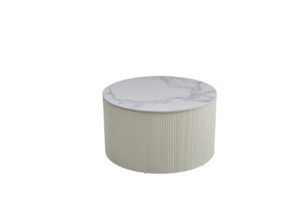 TABLE BASSE VALMY PIEDS BEIGE PLATEAU CERAMIQUE MARBRE GRIS 80X45