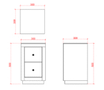 CHEVET ADEL EN VERRE MIROIR DEUX TIROIRS 30x30x50CM