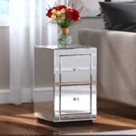 CHEVET ADEL EN VERRE MIROIR DEUX TIROIRS 30x30x50CM