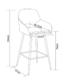 TABOURET DE BAR ATHENA PIED CHROME VELOURS TAUPE