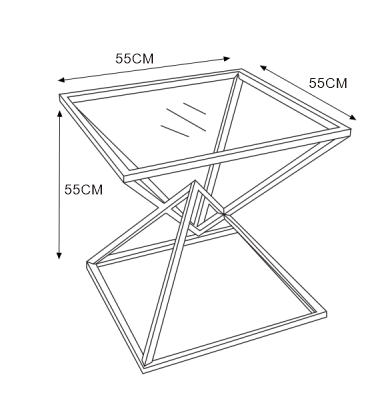 D77 Dim O5ht6d GUERIDON PYRAMIDE GOLD MARBRE BLANC 55x55x55cm