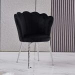 CHAISE NYMPHEA CHROME VELOURS NOIR