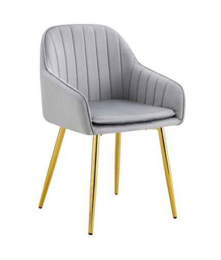 CHAISE PAMS PIED GOLD VELOURS GRIS