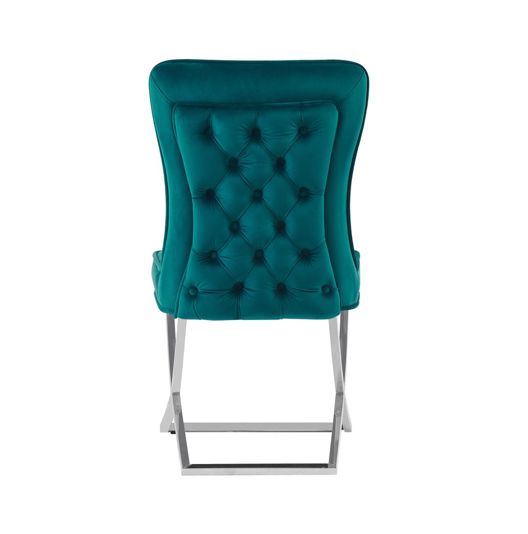 Chaise Velours Turquoise en situation