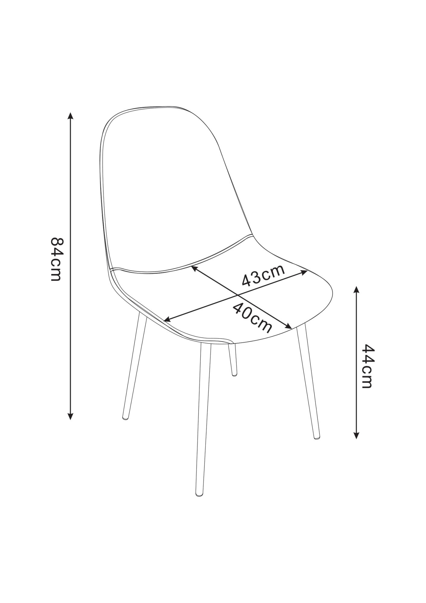 Schéma des dimensions de la chaise SCANDINAVE