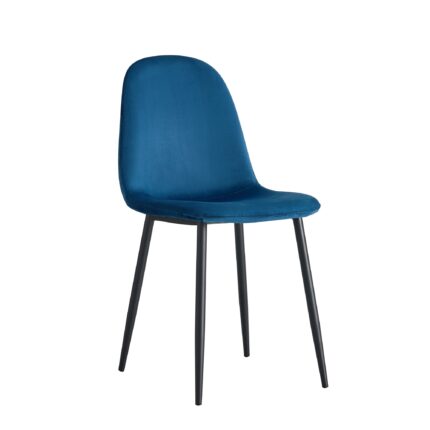 CHAISE SCANDINAVE VELOURS VERT CANARD PIED METAL NOIR