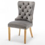 Lot de 2 chaises POIGNEE Clouté en velours pied Gold