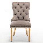 Lot de 2 chaises POIGNEE Clouté en velours pied Gold