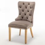 Lot de 2 chaises POIGNEE Clouté en velours pied Gold