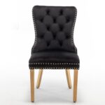 Lot de 2 chaises POIGNEE Clouté en velours pied Gold