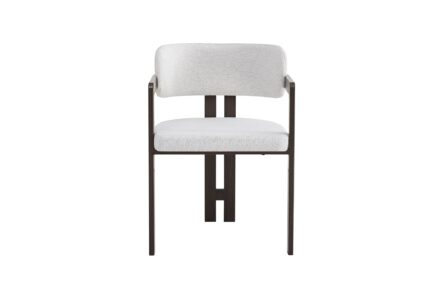 Chaise mellow pied effet noyer assise tweed latte