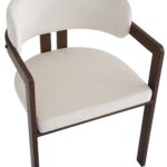 Chaise mellow pied effet noyer assise velours beige