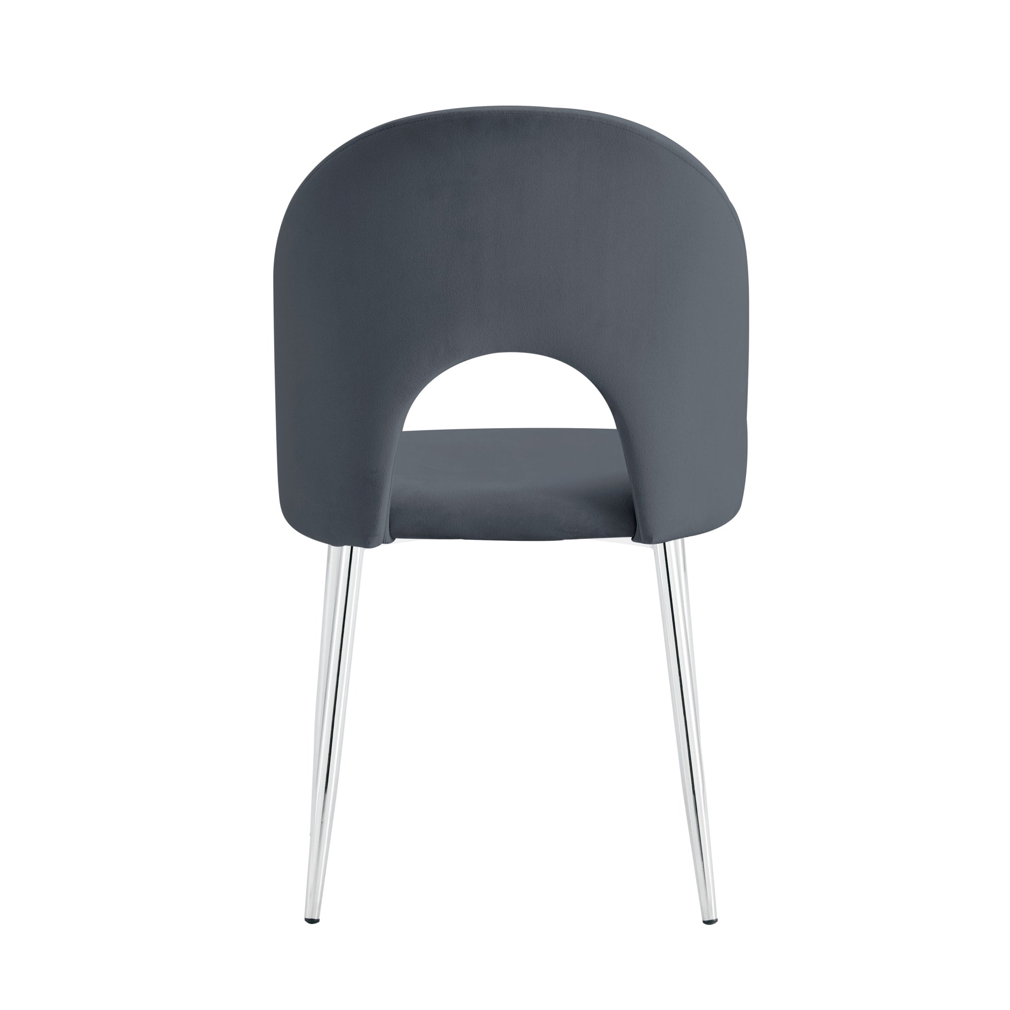 Chaise Design Courbes Gris Velours - Détail du dossier