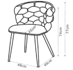 CHAISE LOLIPOP PIED METAL NOIR VELOURS BEIGE