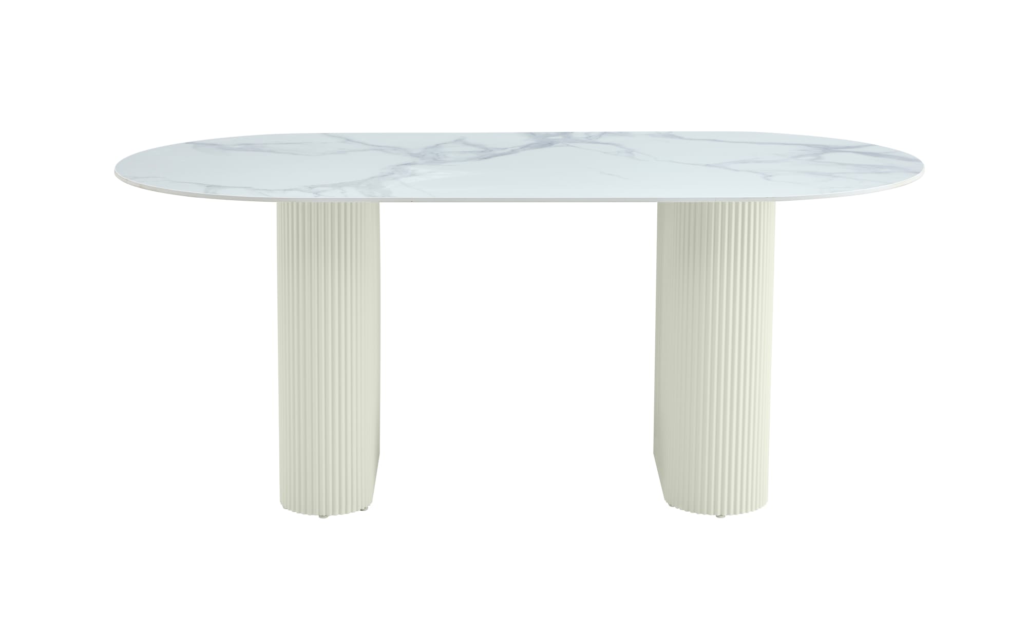 Dt1419pbe Ceram Blb Face Rfzlhw TABLE A MANGER ROXY PIED BEIGE CERAMIQUE MARBRE BLANC 180x90cm