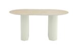 TABLE A MANGER ROXY PIED BEIGE CERAMIQUE TRAVERTIN MAT 160X90CM
