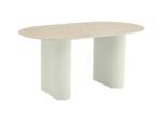 TABLE A MANGER ROXY PIED BEIGE CERAMIQUE TRAVERTIN MAT 160X90CM