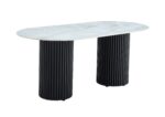 TABLE A MANGER KEYSHA METAL NOIR CERAMIQUE MOKA 180x90cm