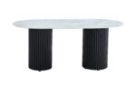 TABLE A MANGER KEYSHA METAL NOIR CERAMIQUE MOKA 180x90cm