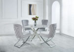 TABLE REPAS JESSICA CHROME MARBRE GREIGE 120x75cm