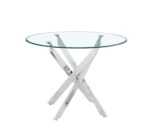 Table a manger ronde JESSICA chrome XXL 120 cm 4 couverts