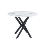 TABLE REPAS JESSICA METAL NOIR MARBRE BLANC 100x75 cm
