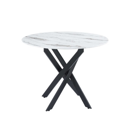 TABLE REPAS JESSICA METAL NOIR MARBRE BLANC 100x75 cm
