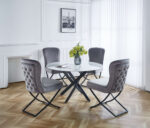 TABLE REPAS JESSICA METAL NOIR MARBRE BLANC 100x75 cm