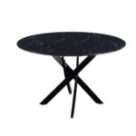 TABLE REPAS JESSICA METAL NOIR MARBRE NOIR 100X75CM