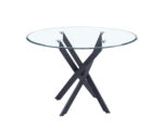 TABLE REPAS JESSICA METAL NOIR PLATEAU TRANSPARENT XXL 120 x 75