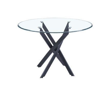 TABLE REPAS JESSICA METAL NOIR PLATEAU TRANSPARENT XXL 120 x 75