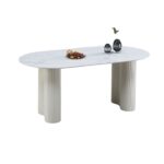 Table VENEZIA plateau céramique marbré blanc L 180 cm