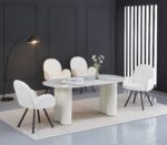 Table VENEZIA plateau céramique marbré blanc L 180 cm