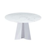 Table à manger CAPUCINE Chrome Marbre blanc