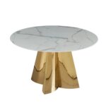 Table à manger CAPUCINE Gold Marbre blanc
