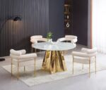 Table à manger CAPUCINE Gold Marbre blanc