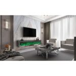 MEUBLE TV CHEMINEE MONCEAU  MIROIR GRIS 180x40x40 cm