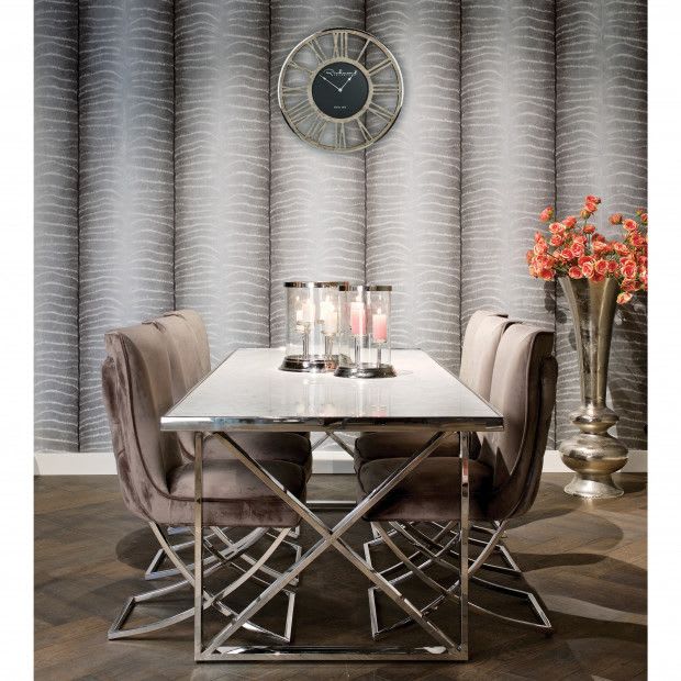 Ke8wxqg Adaw0g Table repas LEVANTO chrome plateau en verre trempé