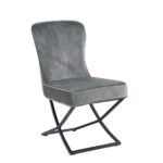 Lot de 4 chaises GABRIELLE Métal noir Velours Capitonné